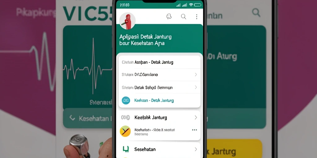 Antarmuka aplikasi VC55 yang sederhana dan informatif untuk detak jantung.