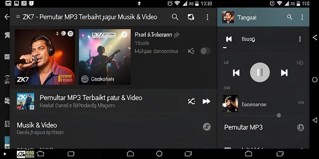 Antarmuka ZK7 yang sederhana dan menarik untuk Pemutar MP3.