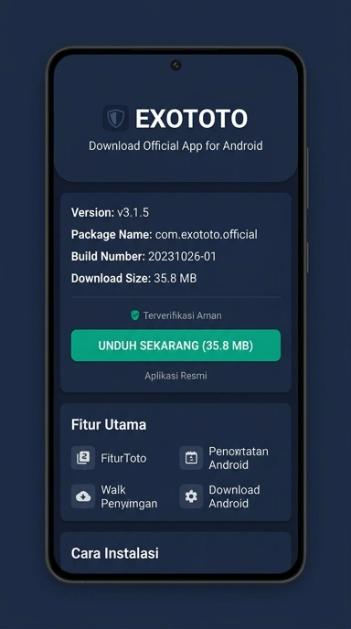 Tampilan halaman APK exototo